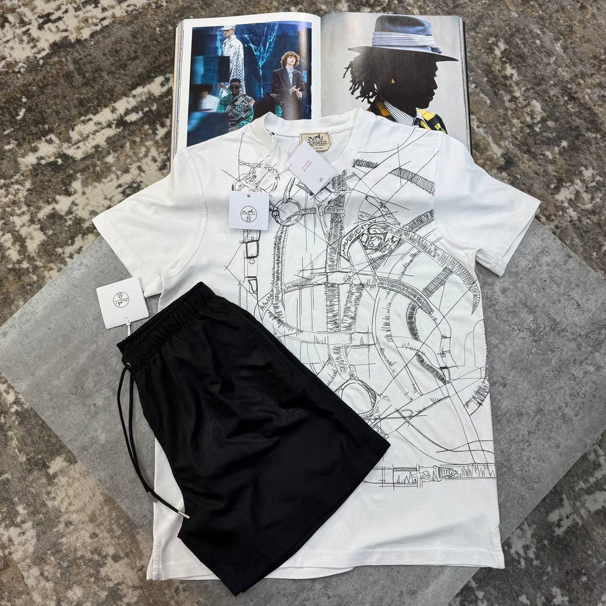 HRMS SHORT SET WHITE/BLACK