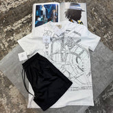 HRMS SHORT SET WHITE/BLACK