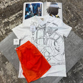 HRMS SHORT SET WHITE/ORANGE