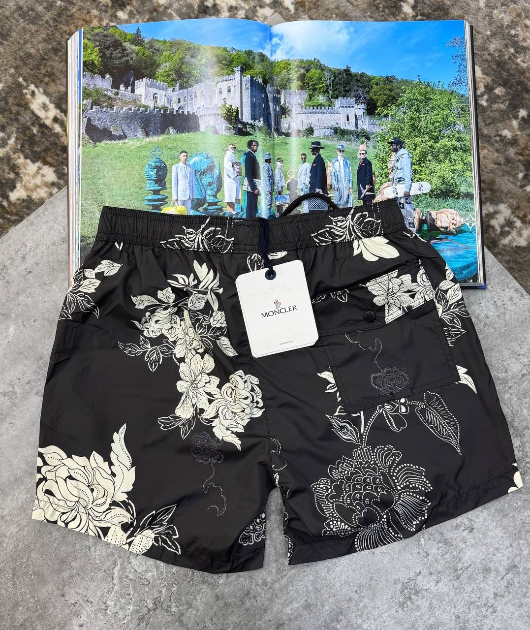 NCLR FLOWER SWIM SHORT BLACK