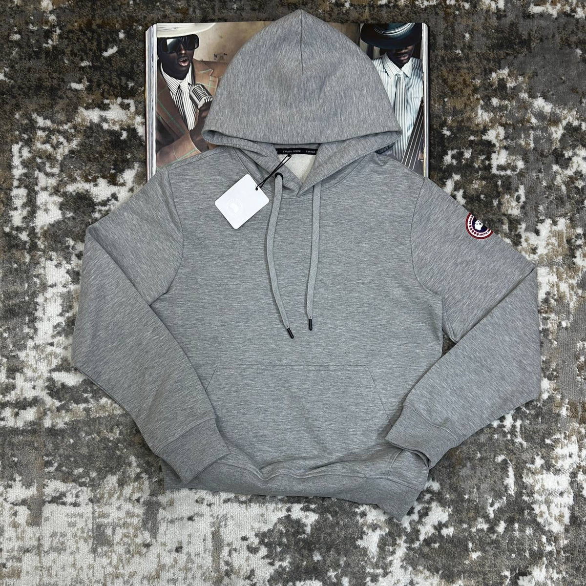C.G HOODIE-GREY WITH RED BADGE