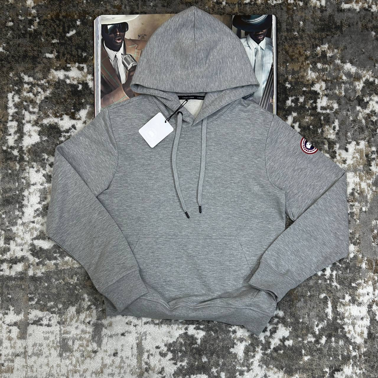 C.G HOODIE-GREY WITH RED BADGE