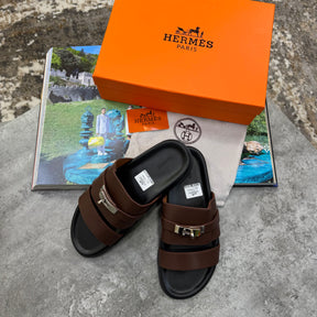 HRMS SLIPPERS MENS DARK BROWN