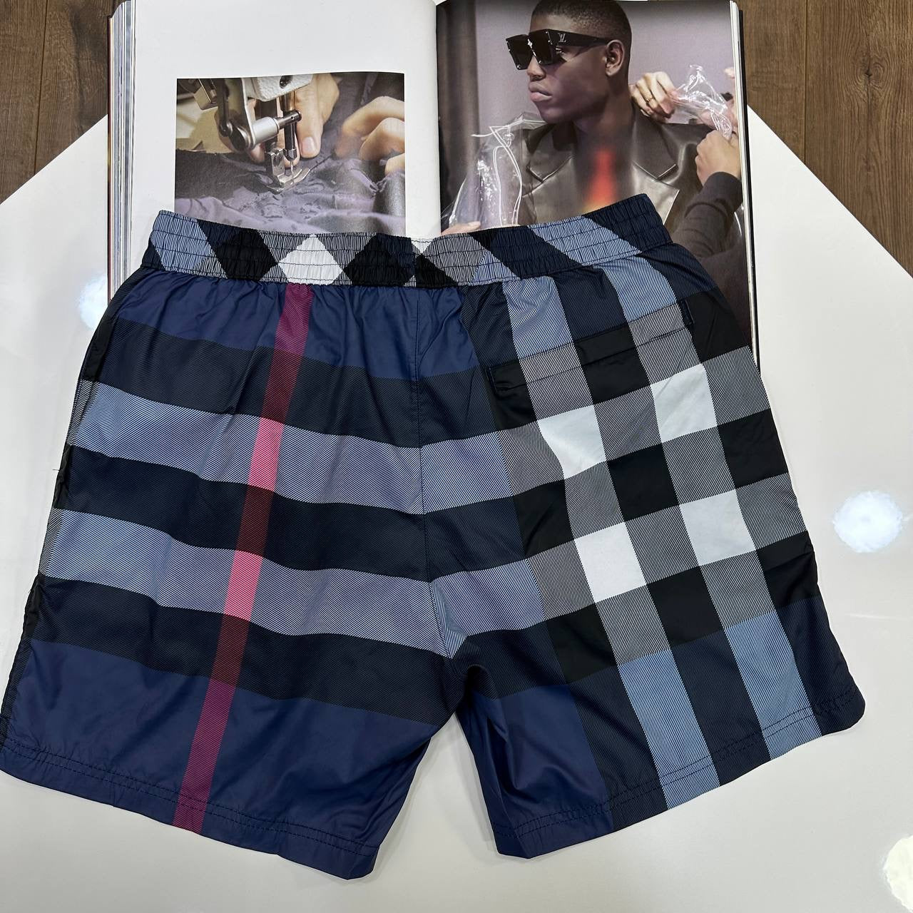 BRBRY CHECK SHORTS BLUE