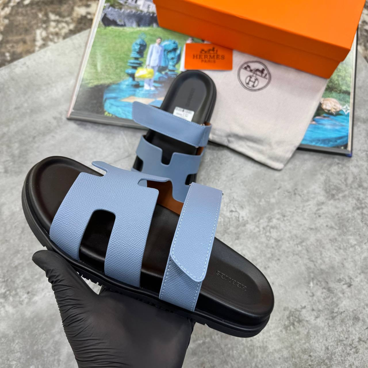 HRMS SLIPPERS MENS BLACK/BLUE