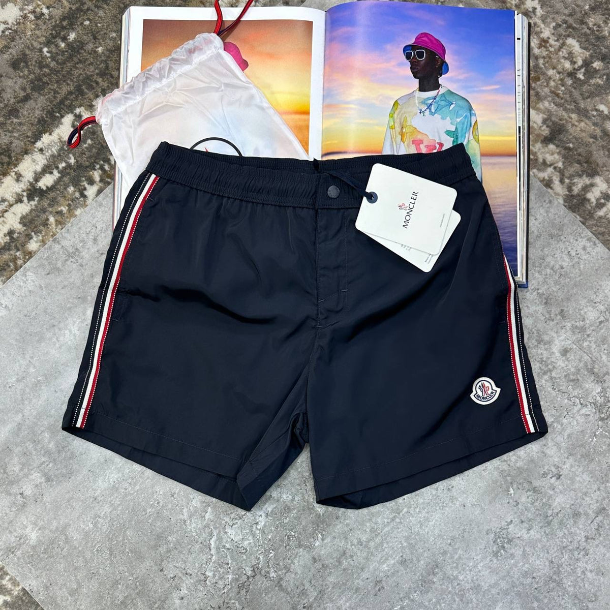 NCLR SIDE STRIPS SWIM SHORTS NAVY
