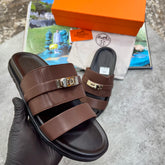 HRMS SLIPPERS MENS DARK BROWN