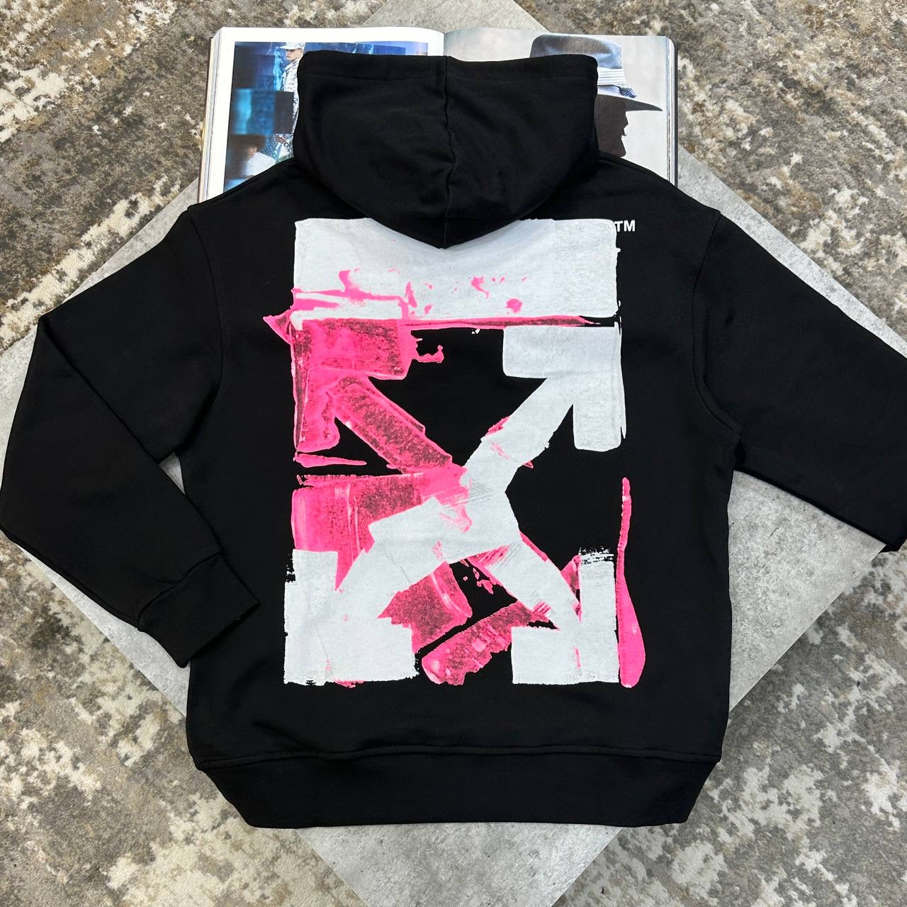 OFF-W BACK BIG PRINT HOODIE BLACK