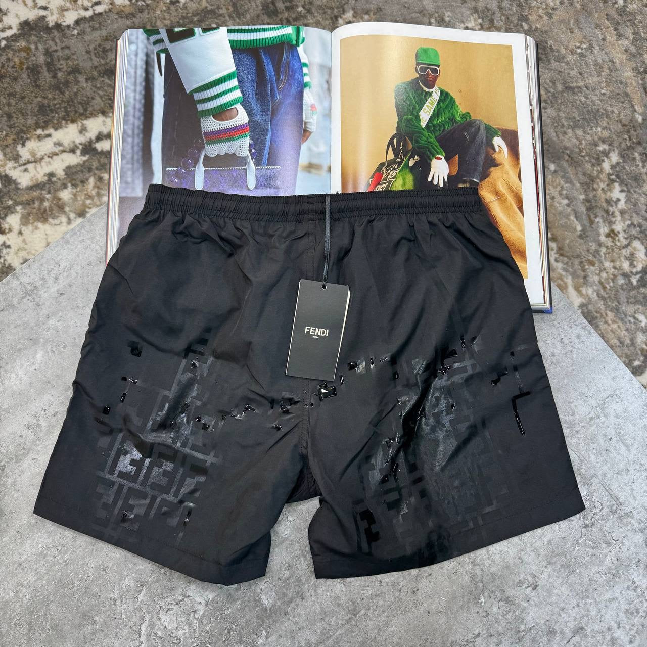 FNDI WATER REACTIVE SWIM SHORT BLACK
