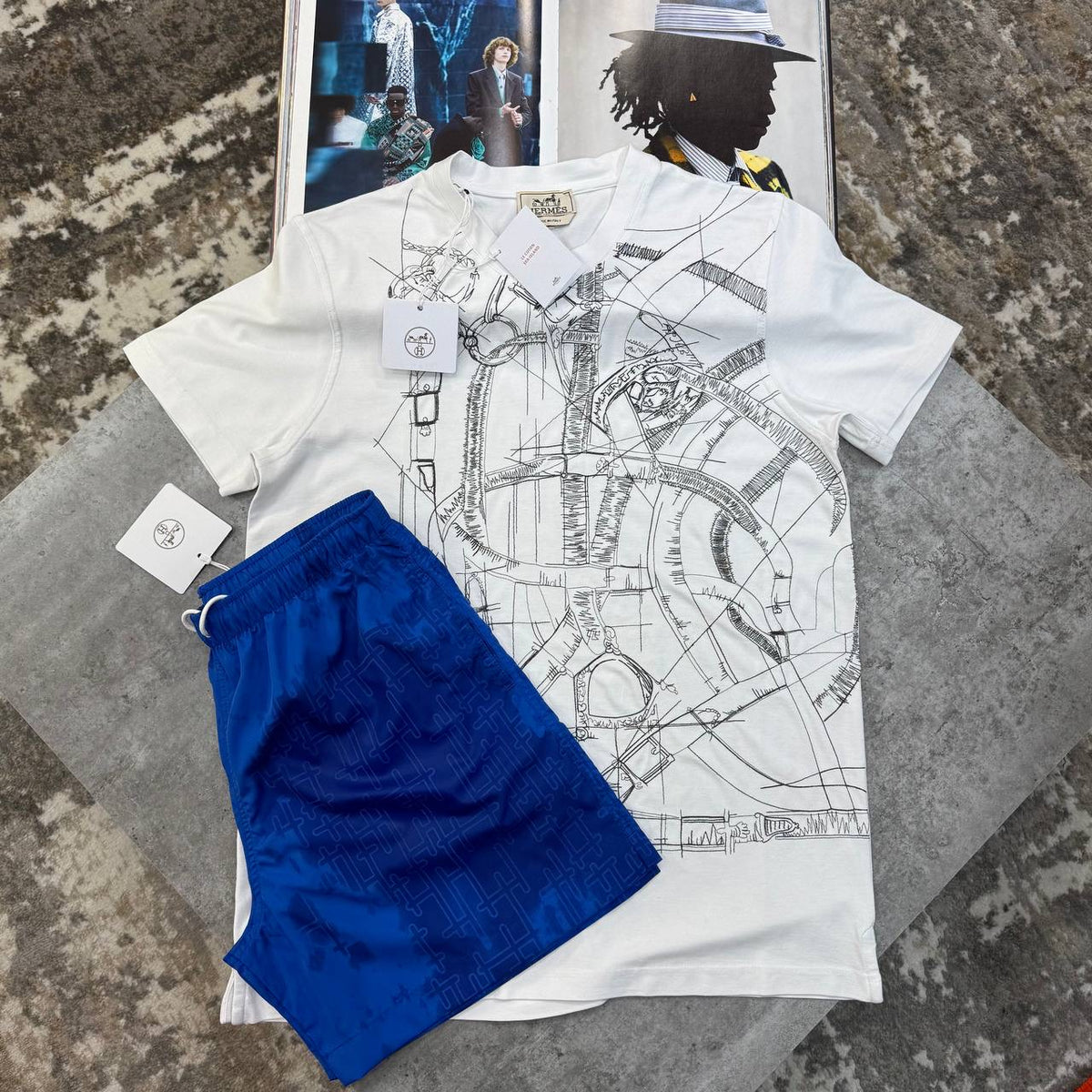HRMS SHORT SET WHITE/BLUE