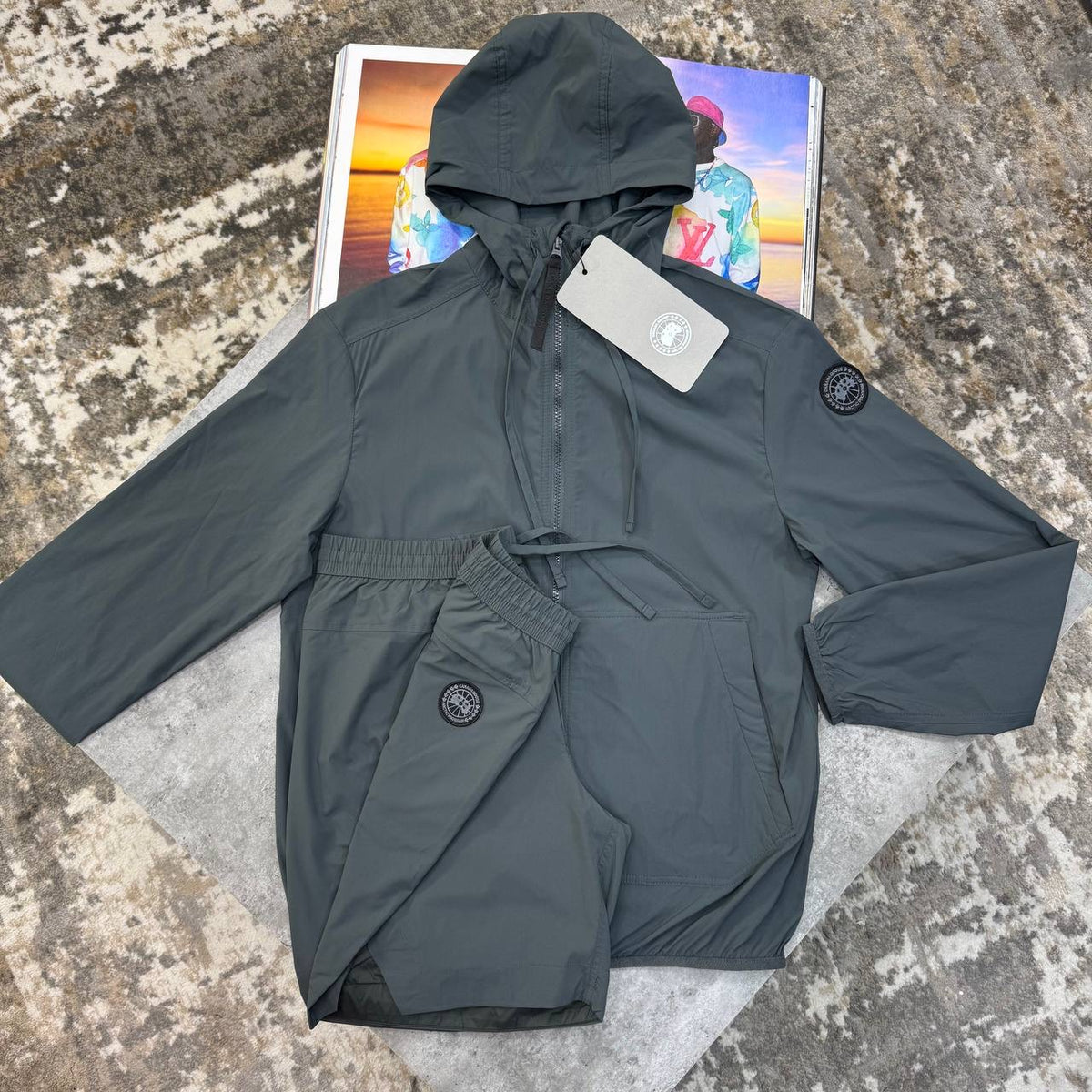 C.G LIGHT WEIGHT JACKET SHORT SET GREY