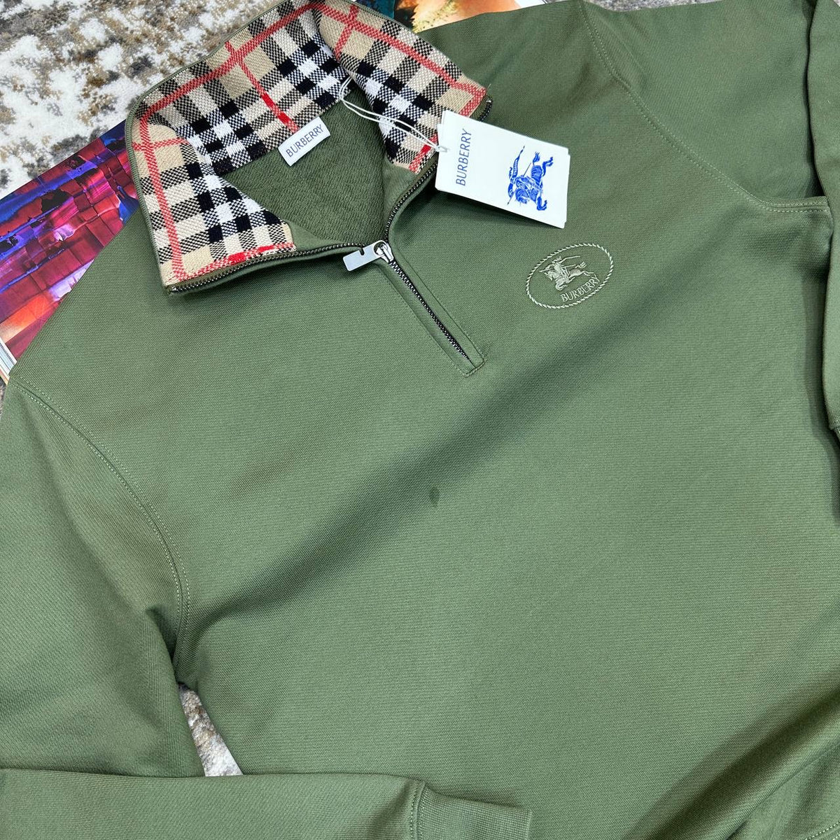 BRBERRY HALF ZIP JUMPER DARK GREEN