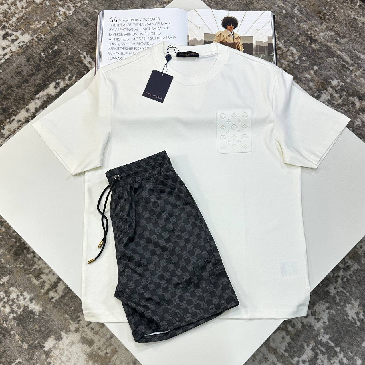 L.V SHORT SET WHITE/BLACK