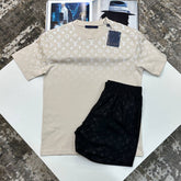 L.V SHORT SET BEIGE/BLACK