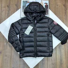 CNADA-GOOSE ZIP CROFTON JACKET-BLACK WITH RED BADGE