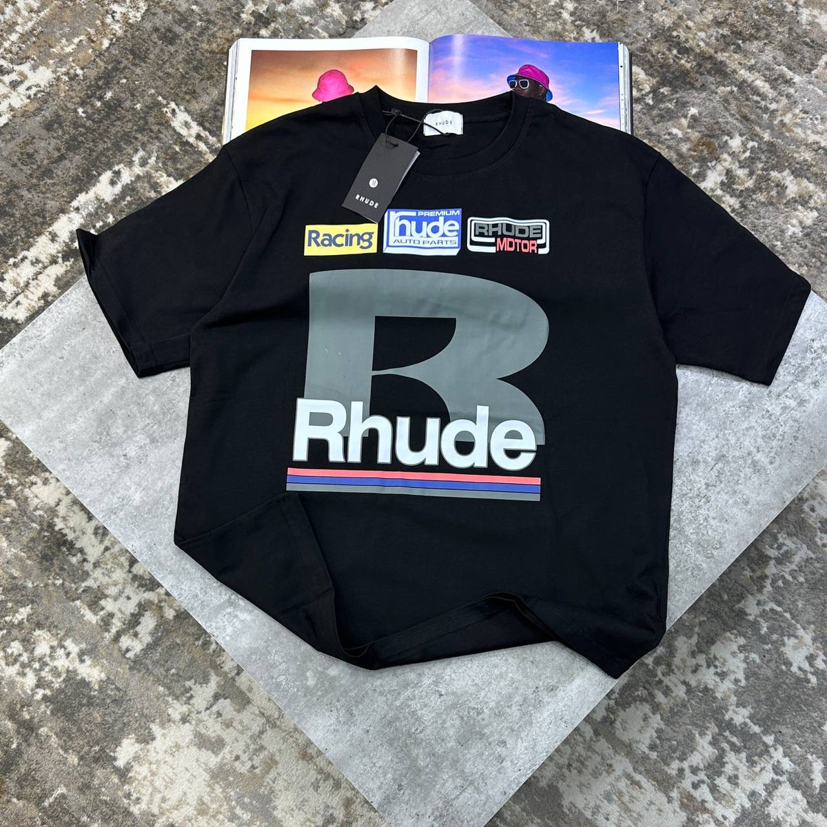 RUDE FRONT BIG PRINT TSHIRT-BLACK