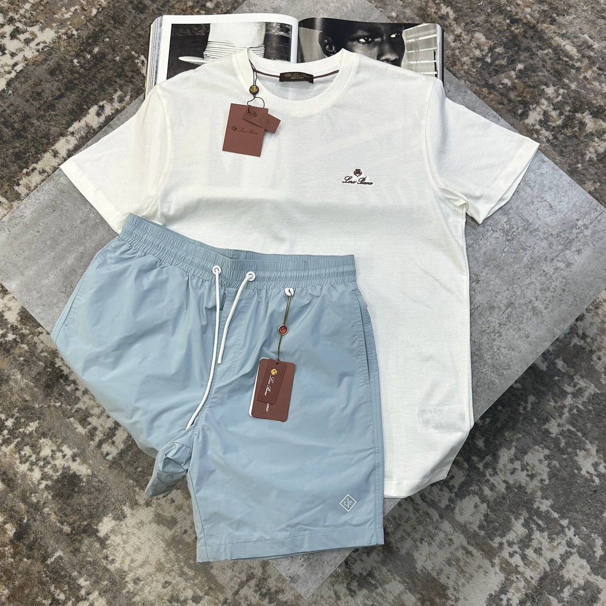 L|P SHORT SET WHITE|BLUE