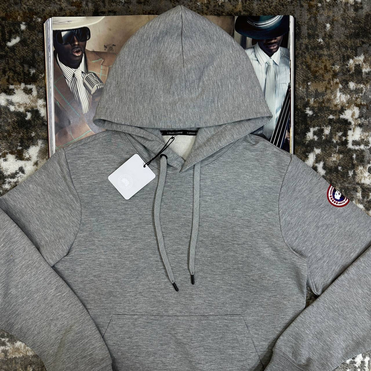 C.G HOODIE-GREY WITH RED BADGE