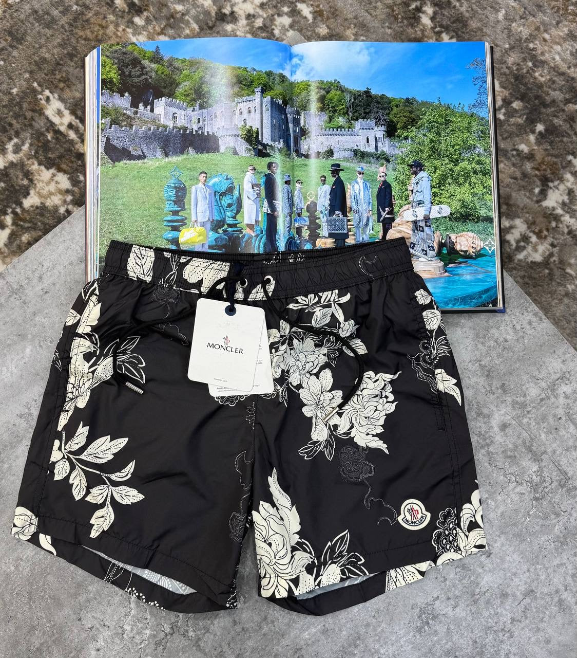 NCLR FLOWER SWIM SHORT BLACK