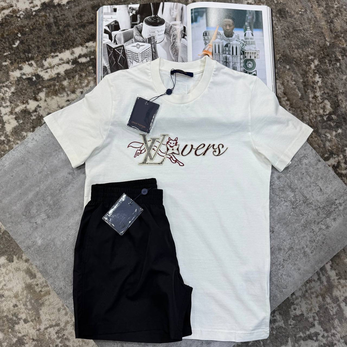 L.V SHORT SET WHITE/BLACK
