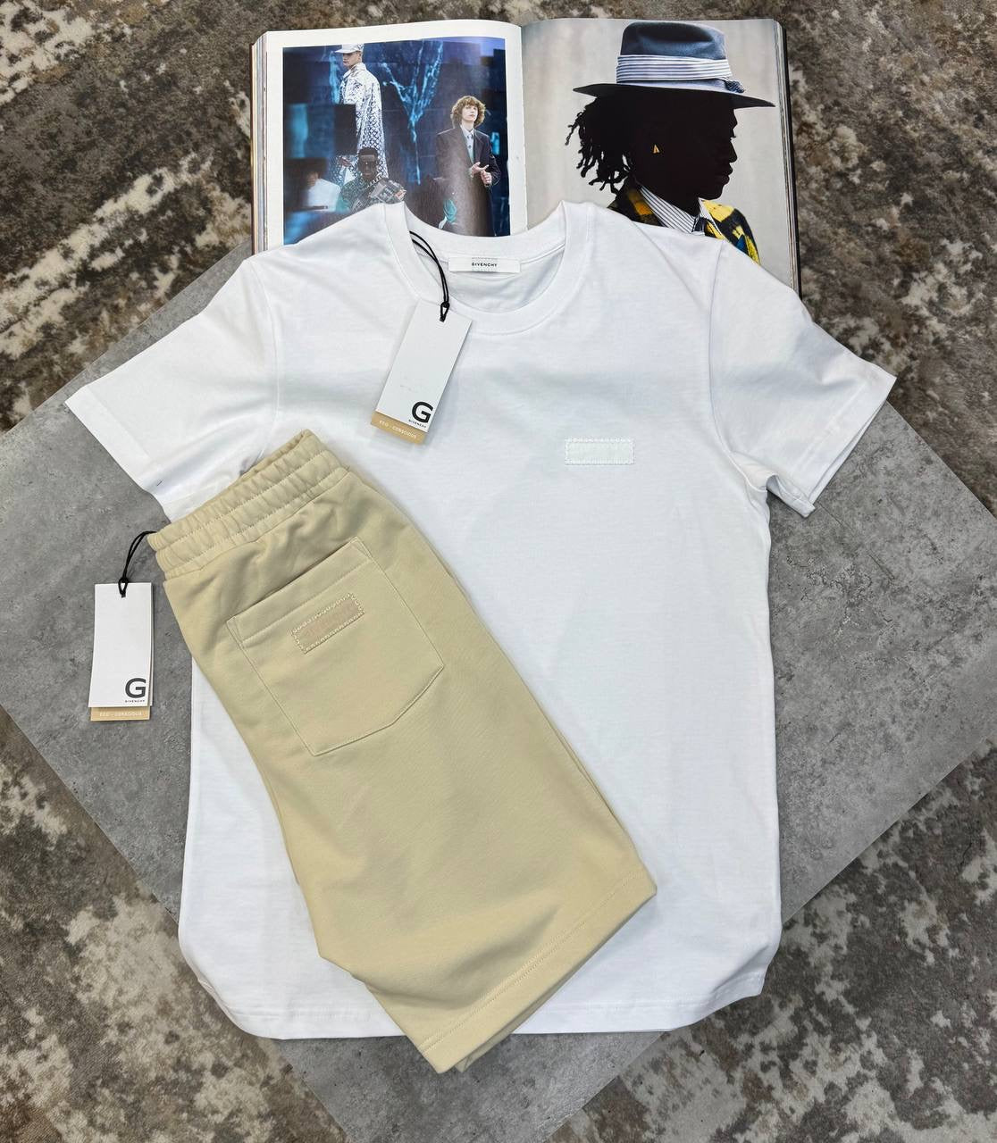 GVNCHY SHORT SET WHITE/BEIGE