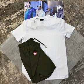 C.G SHORT SET WHITE/KHAKHI