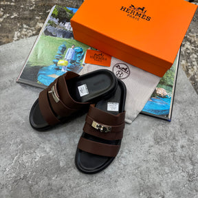 HRMS SLIPPERS MENS DARK BROWN