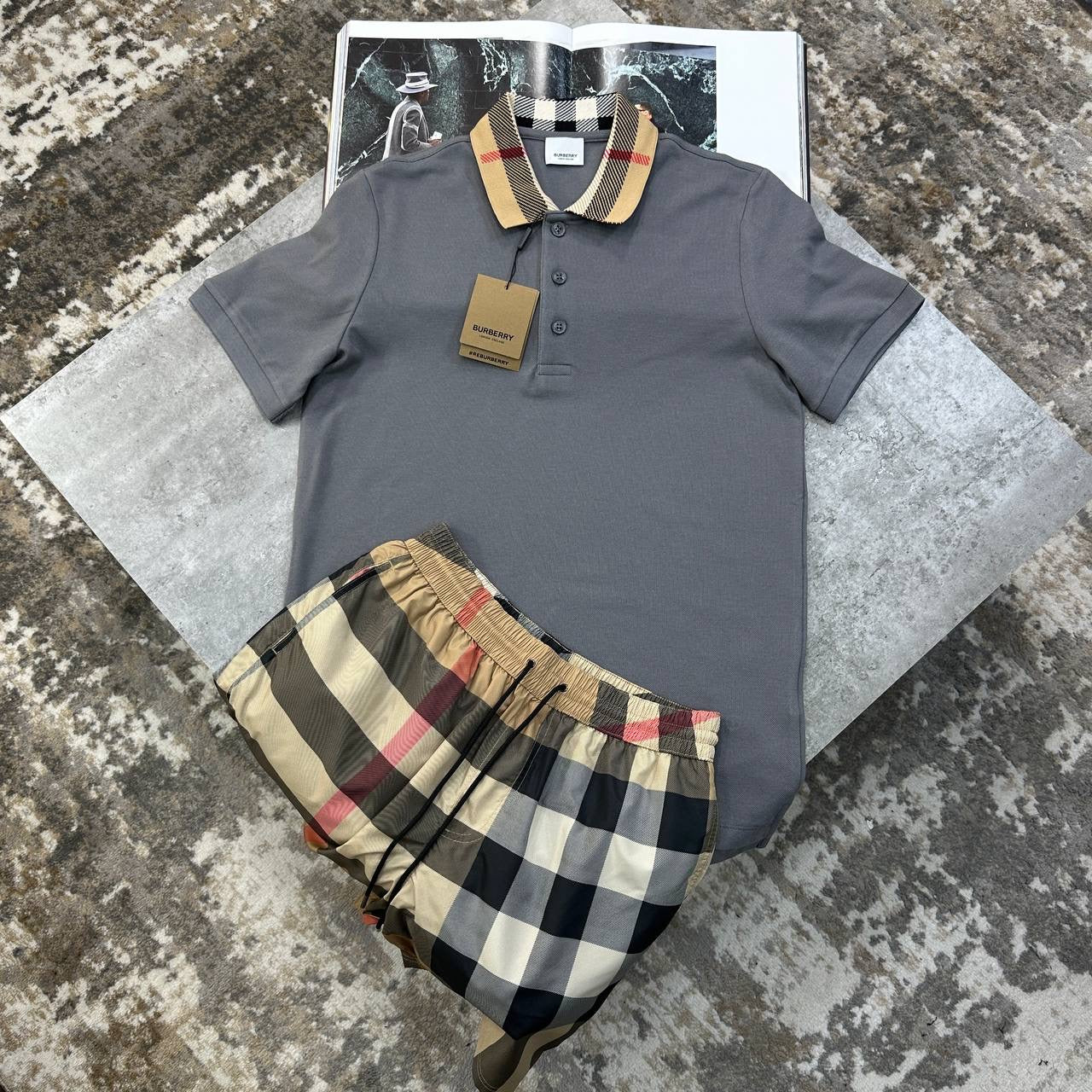 BRBERY SHORT SET GREY/BEIGE