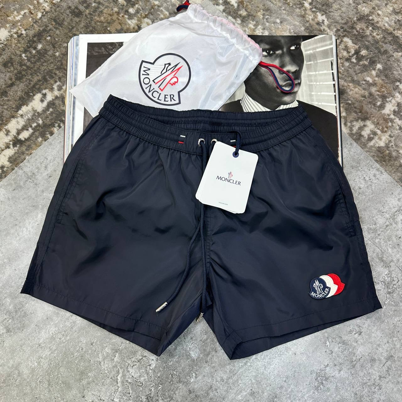 NCLR TRIPLE BADGE SWIM SHORTS NAVY
