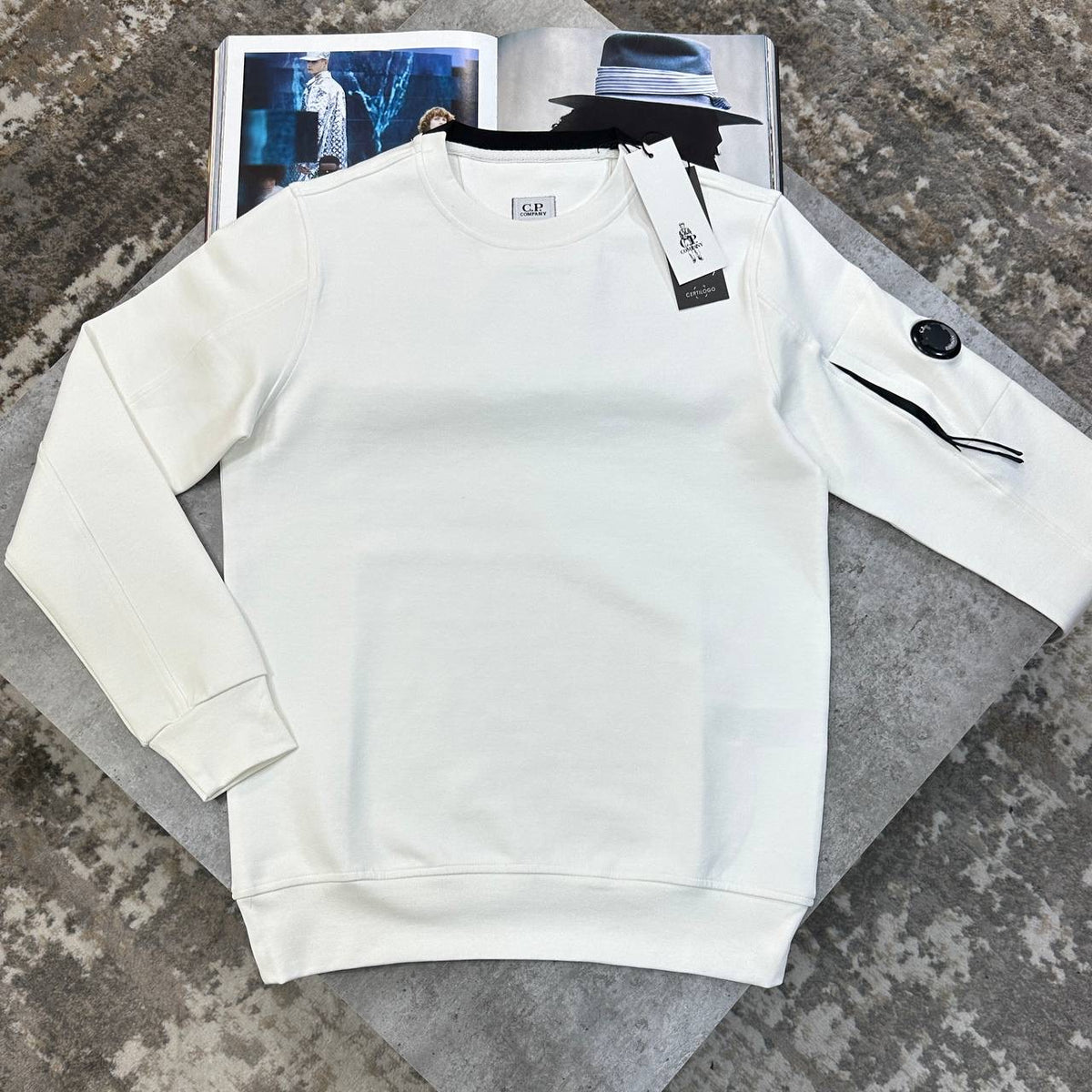 C.P SIDE POCKET JUMPER WHITE