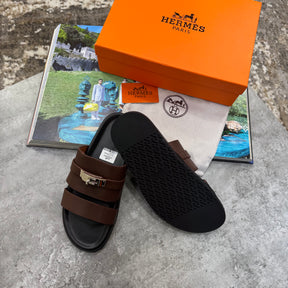 HRMS SLIPPERS MENS DARK BROWN