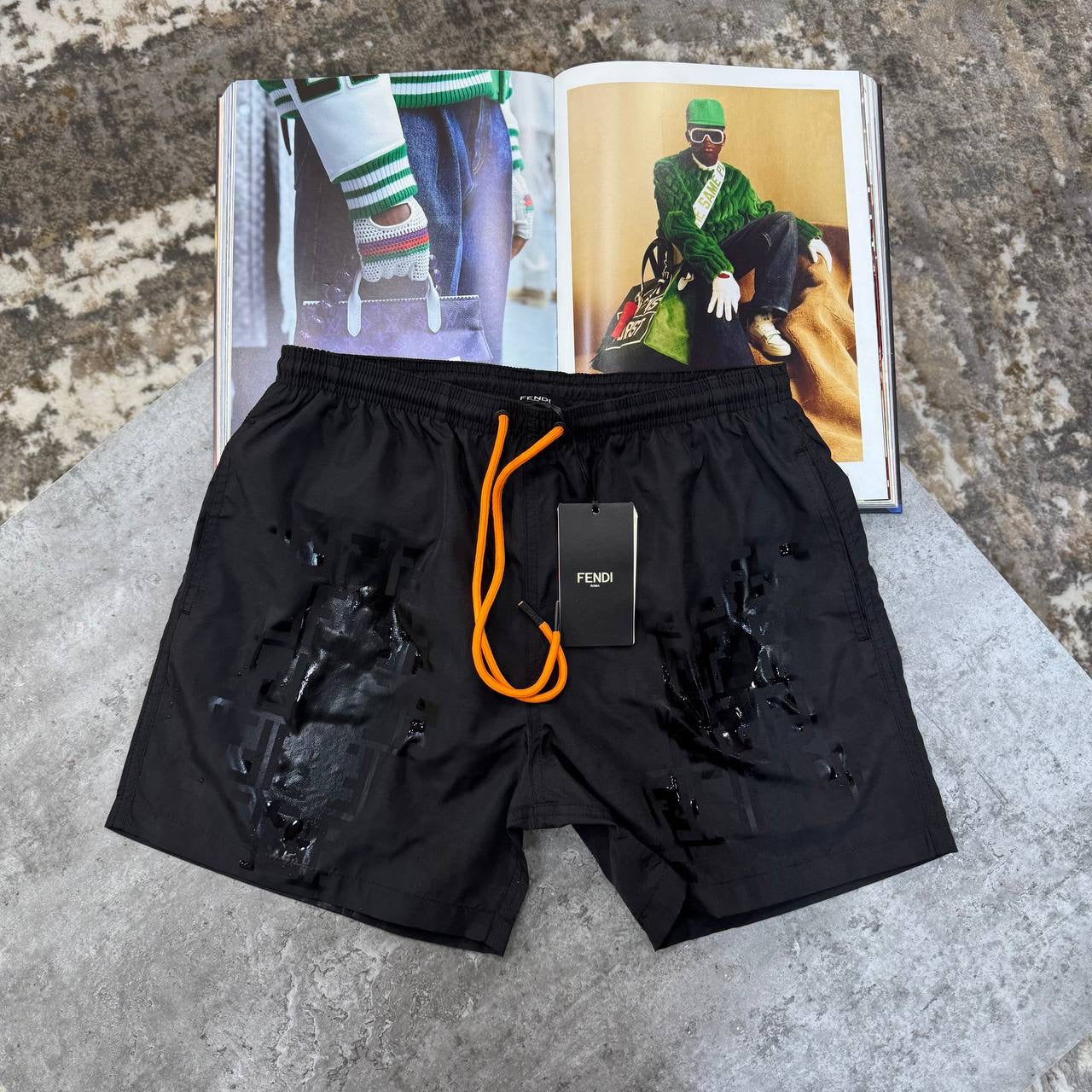 FNDI WATER REACTIVE SWIM SHORT BLACK