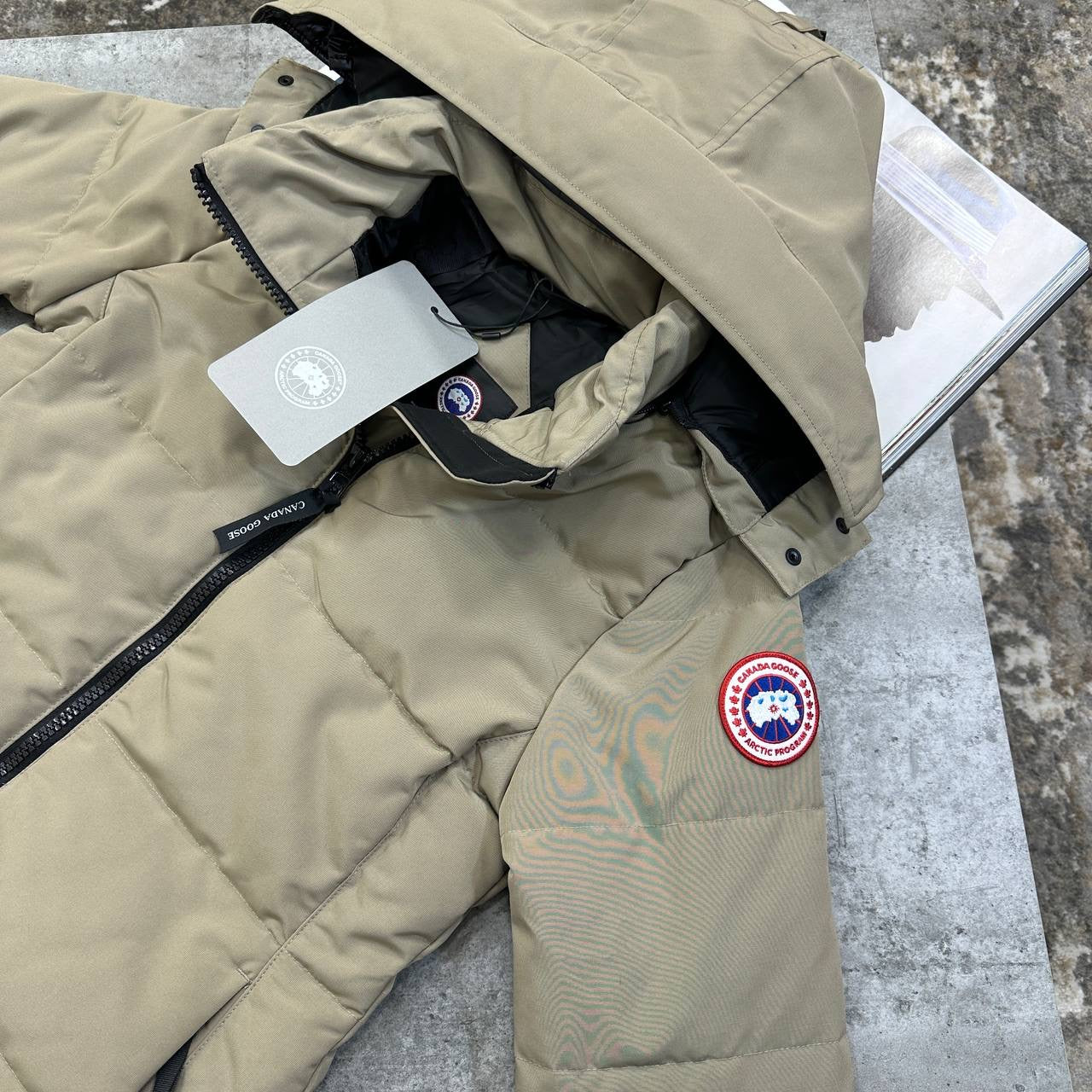 C.G LADIES RED BADGE CHELSEA PARKA JACKET-BEIGE