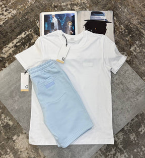 GVNCHY SHORT SET WHITE/LIGHTBLUE