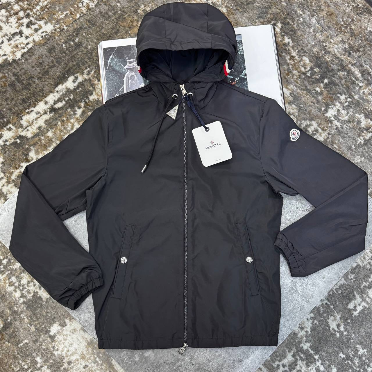 MNLR JACKET WITH  HOOD STRIPS BLACK