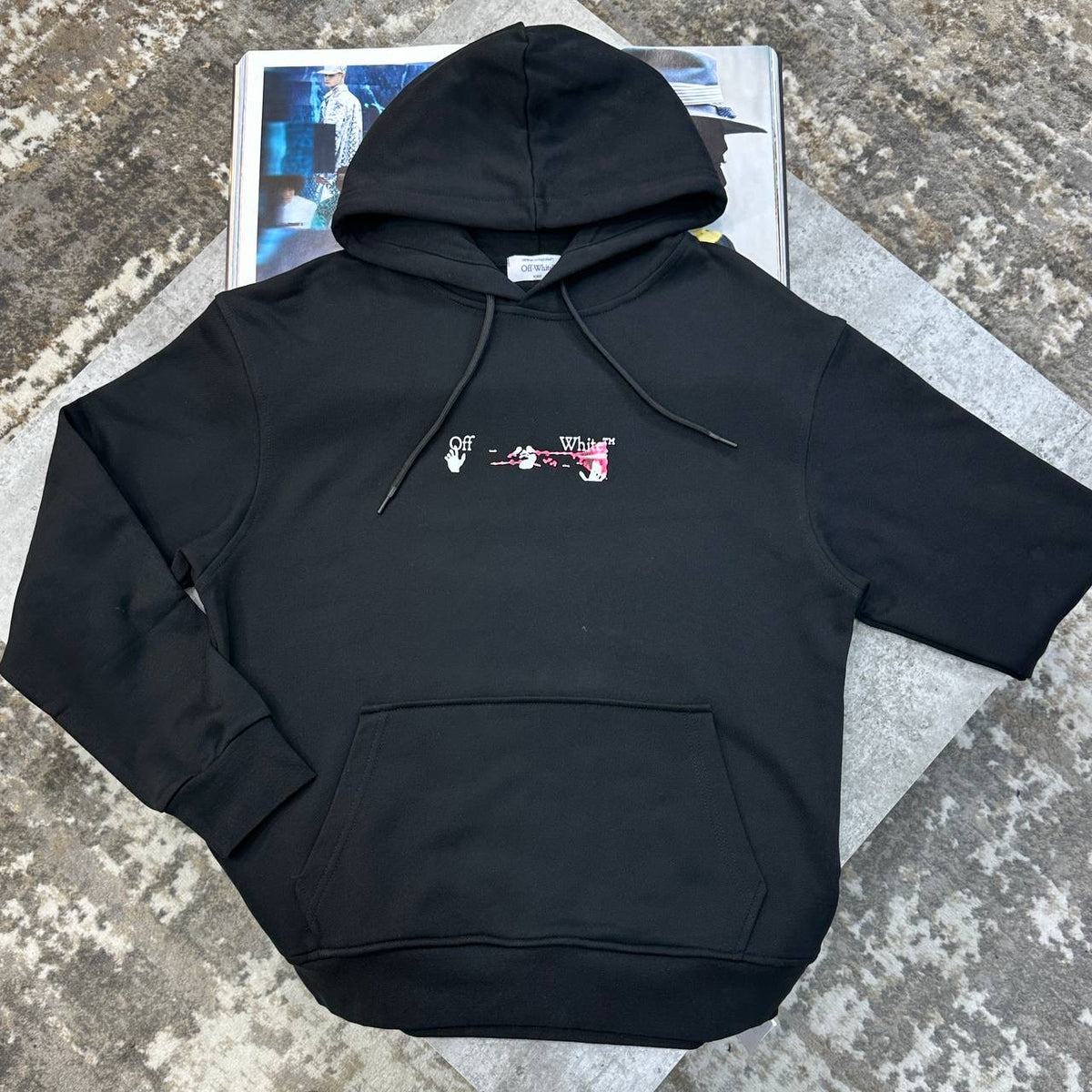 OFF-W BACK BIG PRINT HOODIE BLACK