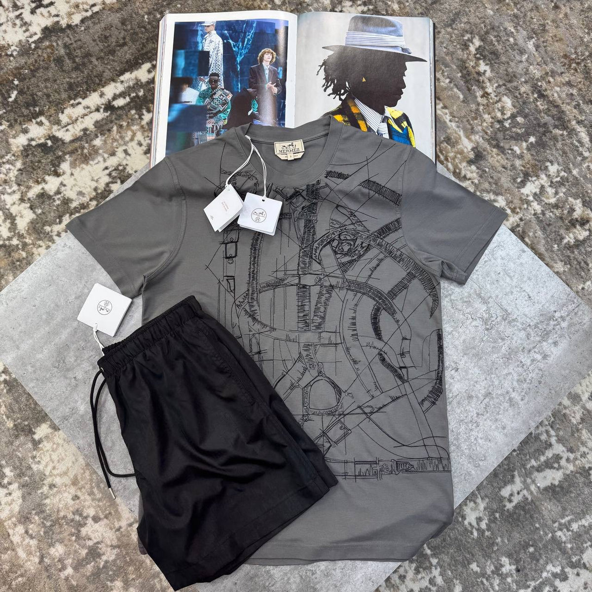 HRMS SHORT SET GREY/BLACK