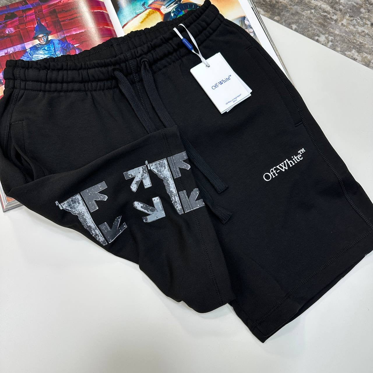 OFF-W SHORT SET WHITE/ BLACK