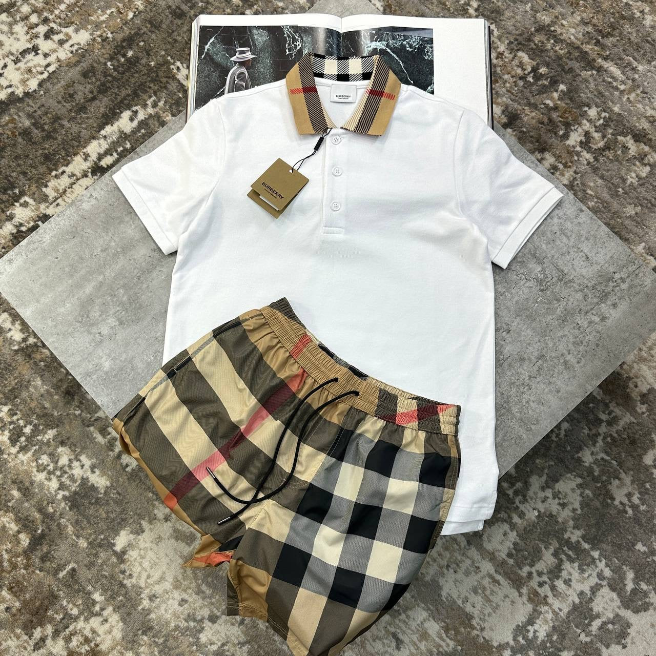 BRBERY SHORT SET WHITE/BEIGE