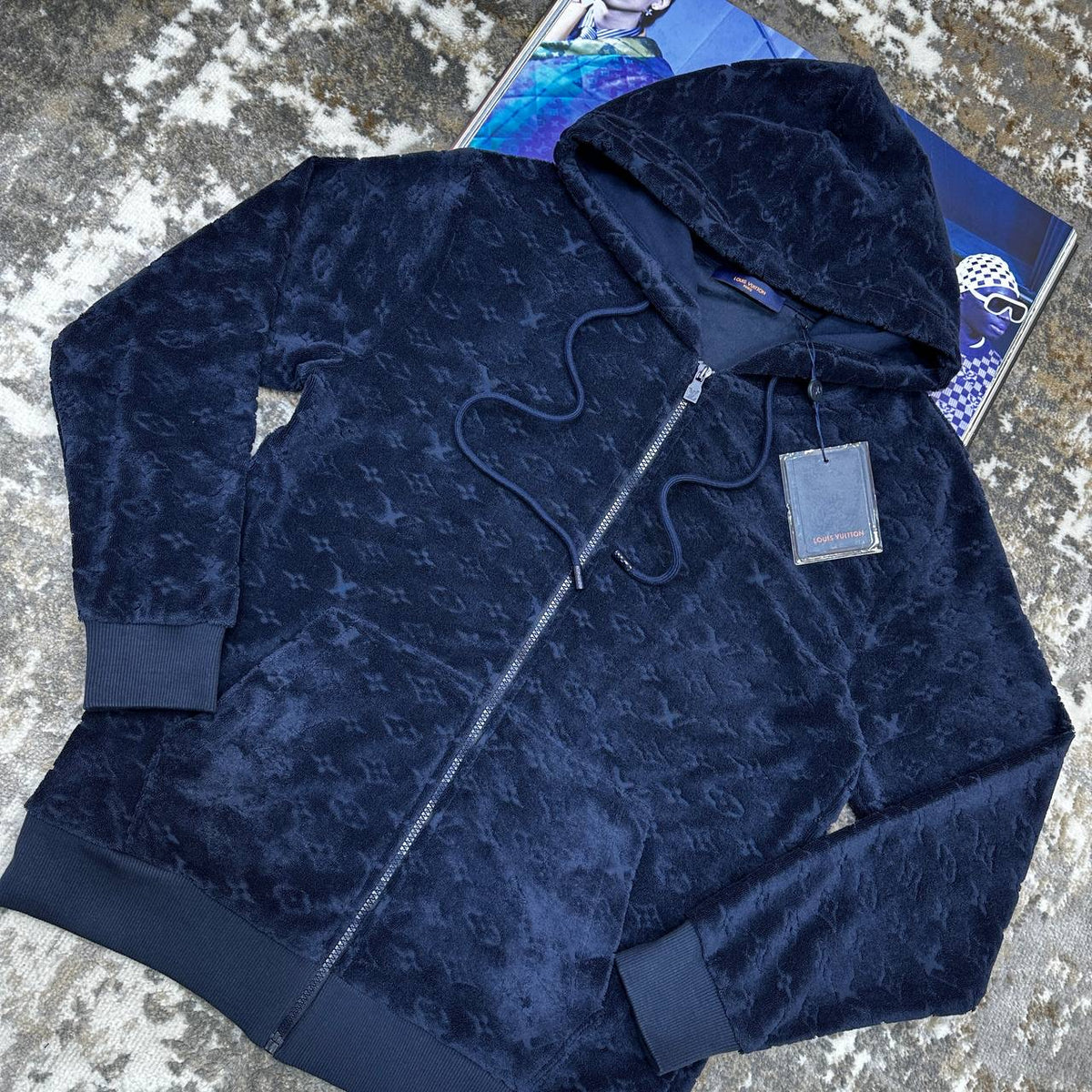 L.V ZIP HOODIE NAVY
