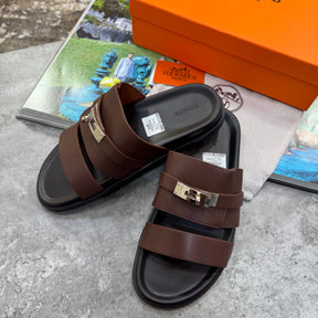 HRMS SLIPPERS MENS DARK BROWN