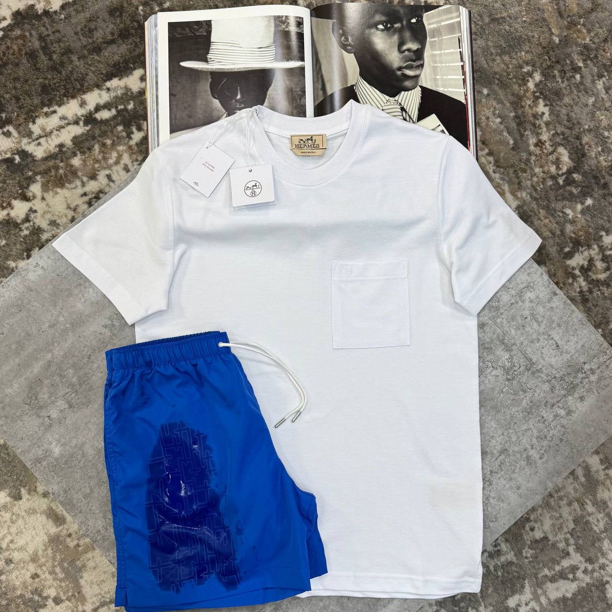 HRMS SHORT SET WHITE/BLUE